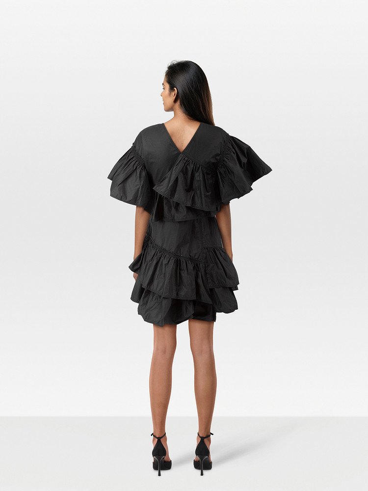3.1 Phillip Lim Black Flared Layered Dress