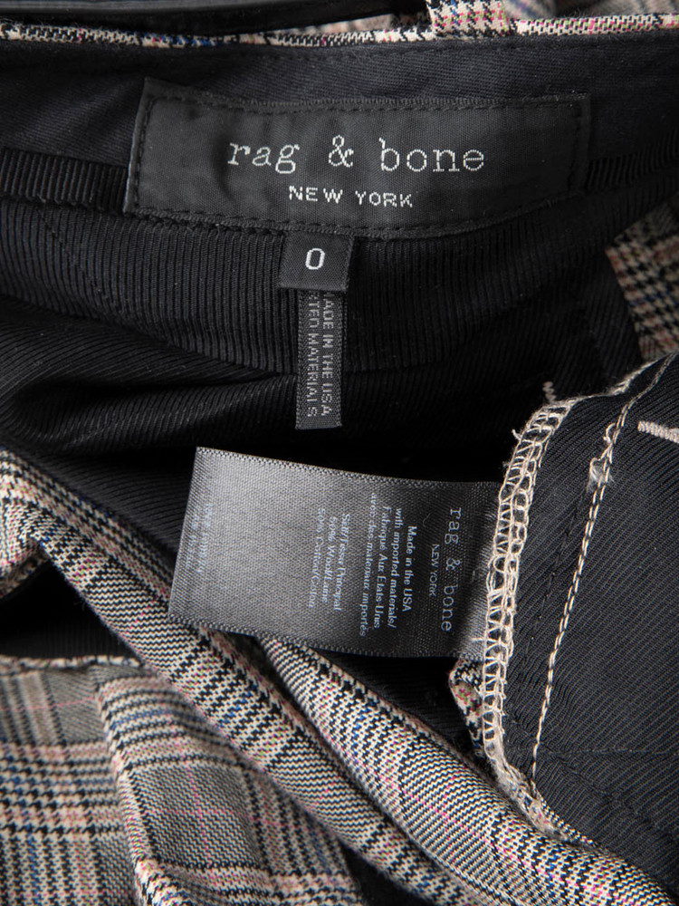 Rag & Bone Grey Wool Tartan Belted Trousers