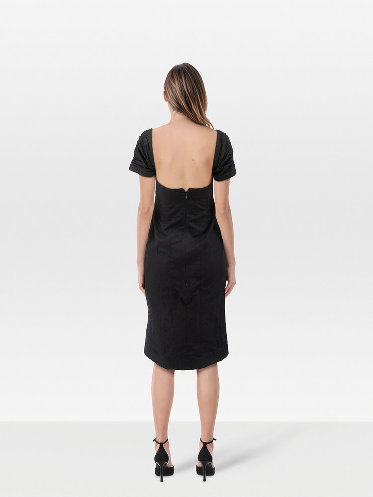 Brock Collection Black Square Neck Slit Dress