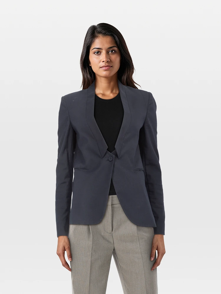 Joseph Navy Buttoned Single Breasted Blazer