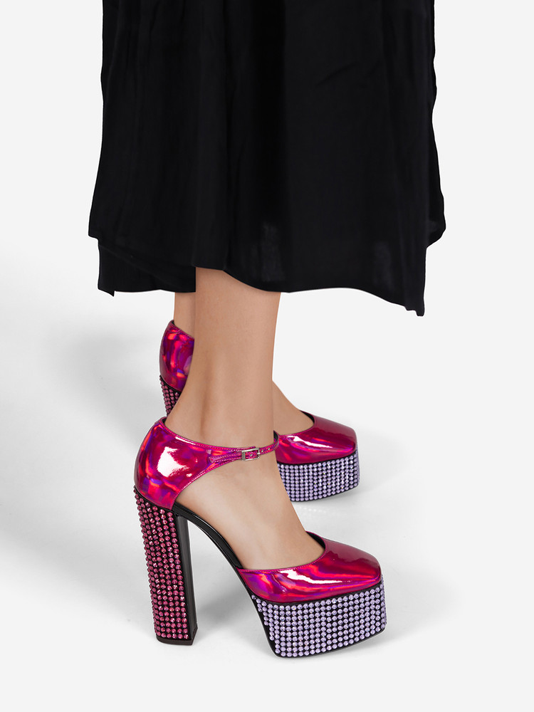 Giuseppe Zanotti Pink Metallic Bebe Strass Heels