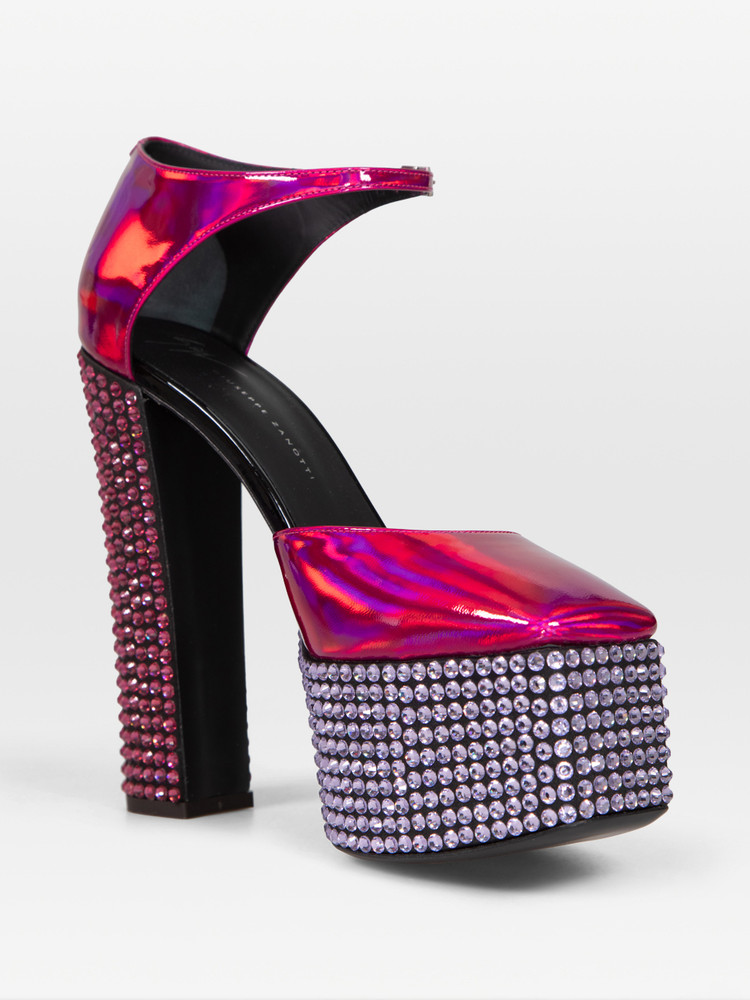 Giuseppe Zanotti Pink Metallic Bebe Strass Heels