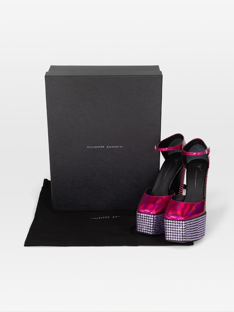 Giuseppe Zanotti Pink Metallic Bebe Strass Heels