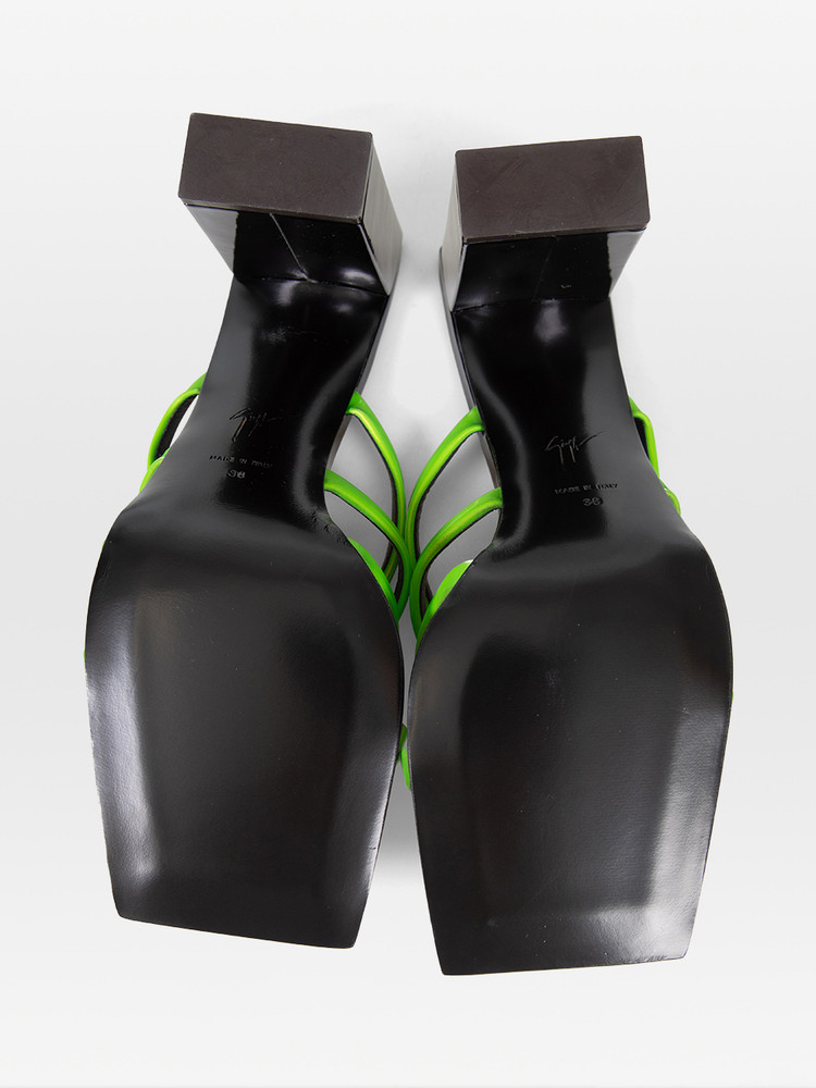 Giuseppe Zanotti Green Strappy Shangay 85 Mules