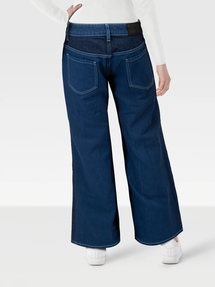 Dion Lee Blue Two Tone Wide Leg Jeans