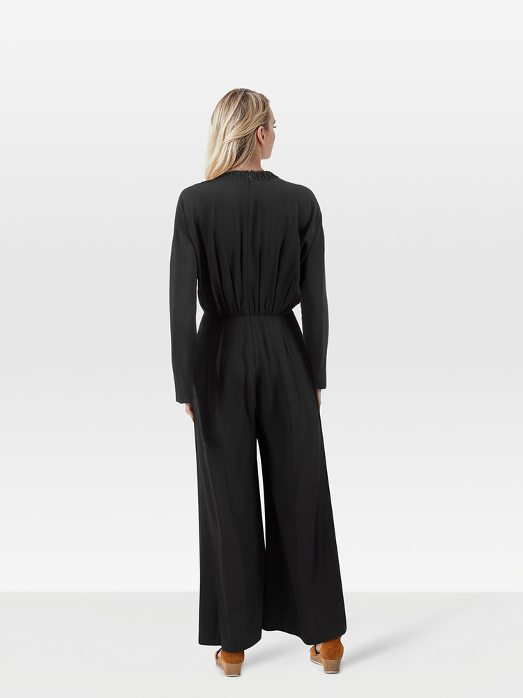 Emilia Wickstead Black V-Neck Long Sleeve Jumpsuit