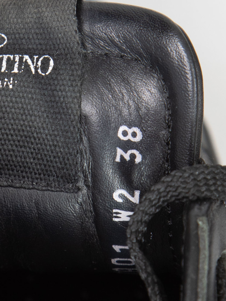 Valentino Garavani Black Leather Rock Stud Trainers