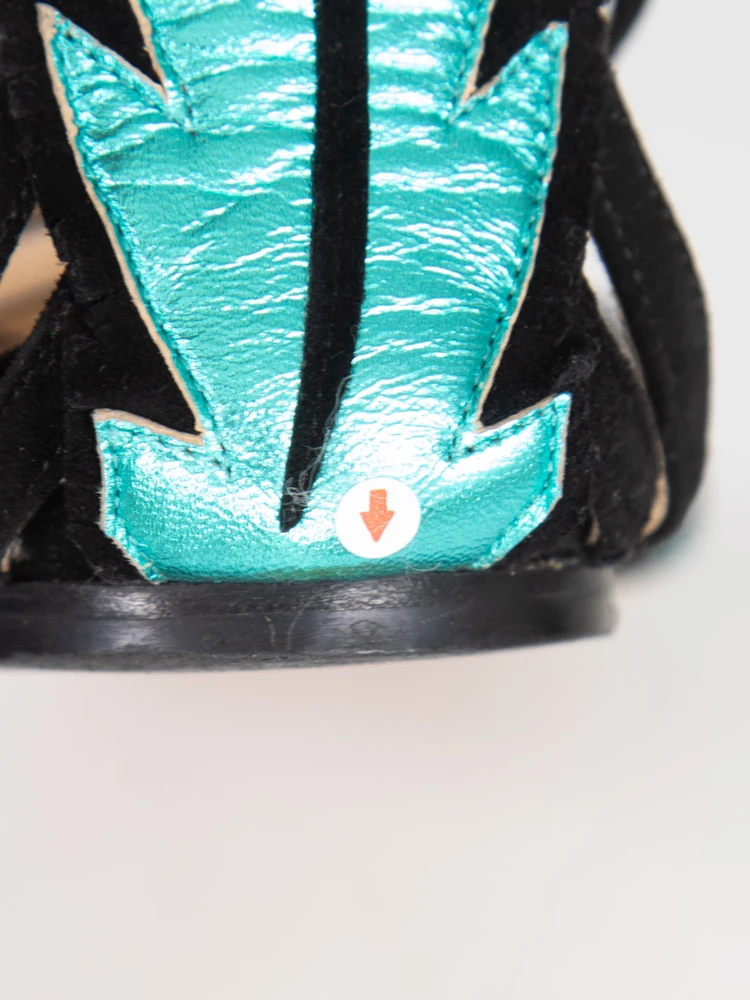Charlotte Olympia Turquoise Leaf Leather Sandals