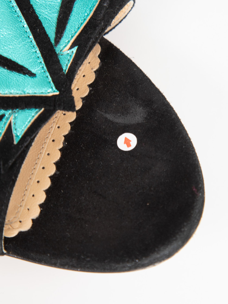 Charlotte Olympia Turquoise Leaf Leather Sandals