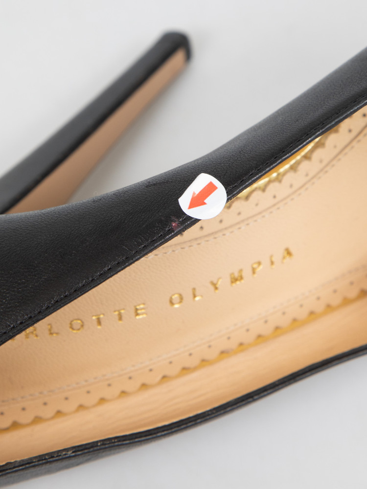 Charlotte Olympia Black Leather Dolly Pumps