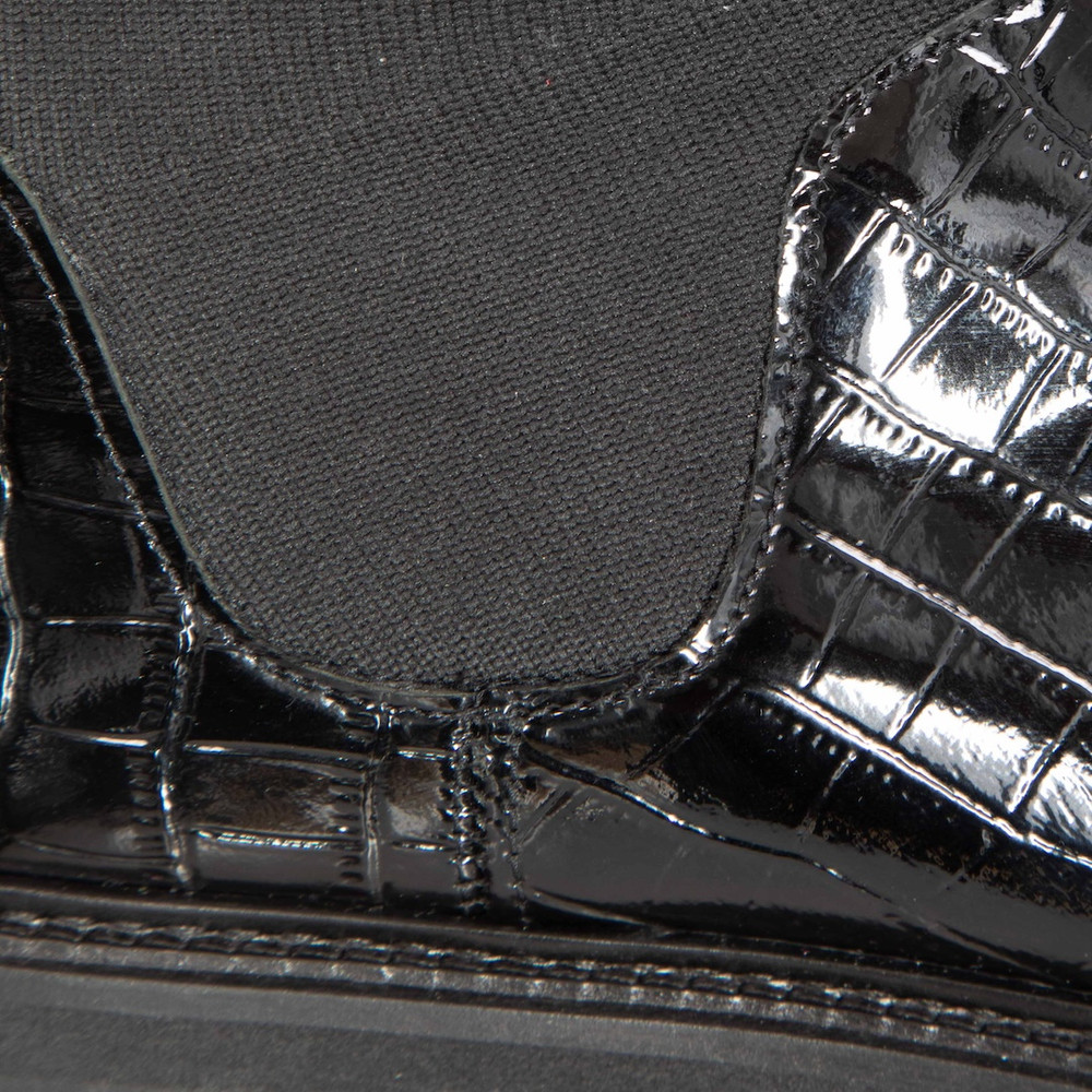 Loeffler Randall Black Croc Embossed Patent Boots