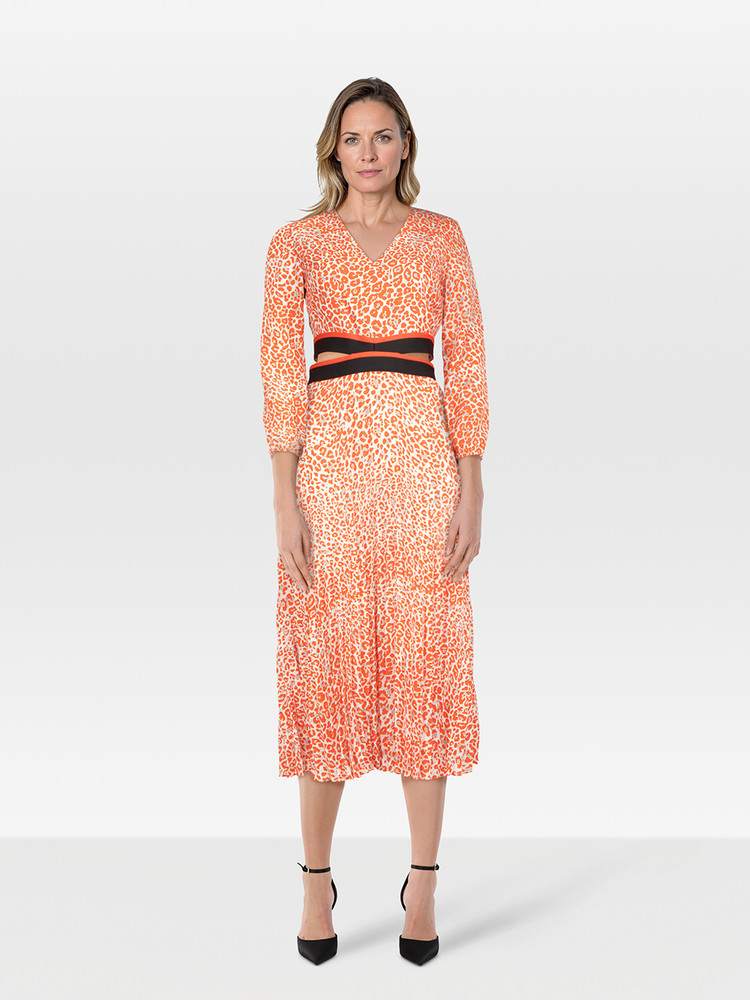 Maje Leopard Print Cut Out Dress