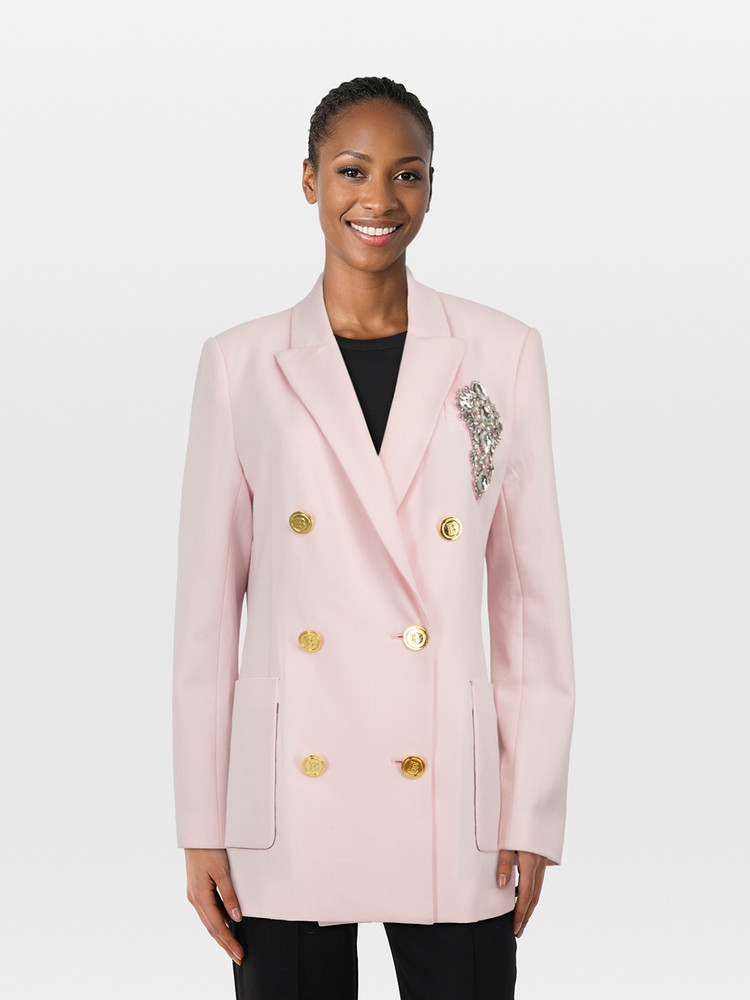 Balmain Pink Crystal Detail Blazer