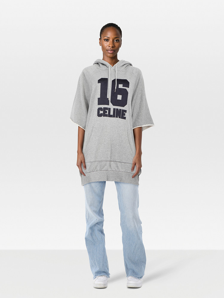 Céline Grey Logo Short Sleeve Hoodie