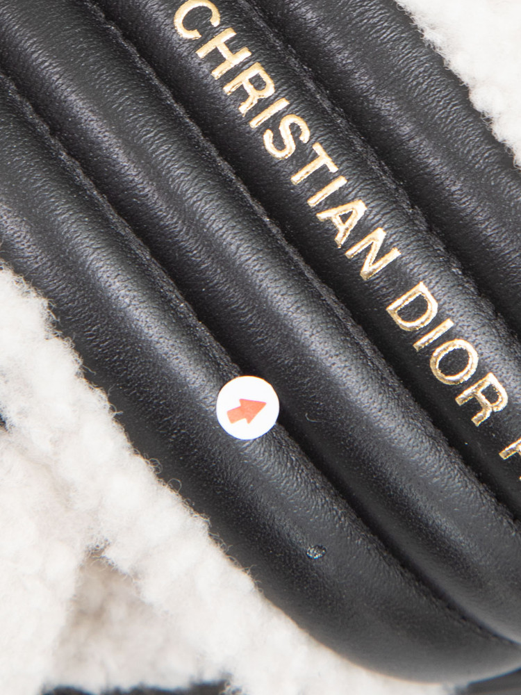 Dior Black Leather & Shearling D-Cross Slides