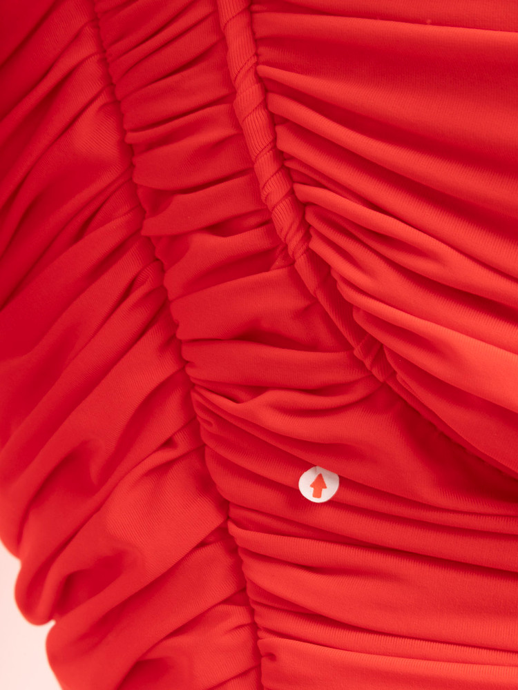 Alex Perry Red Ruched Long Sleeve Bodycon Dress