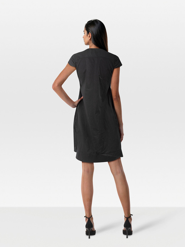 Maje Black V-Neck Pleated Dress