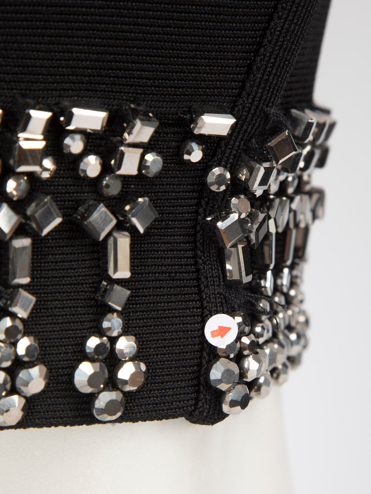 Herve Leger Black Jewel Hem Pencil Skirt