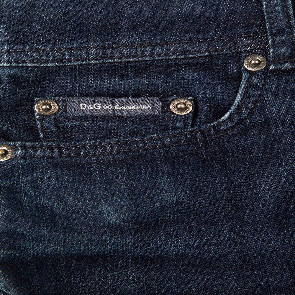 Dolce & Gabbana Blue Denim Fitted Knee Length Skirt