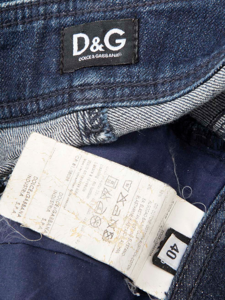 Dolce & Gabbana Blue Denim Fitted Knee Length Skirt