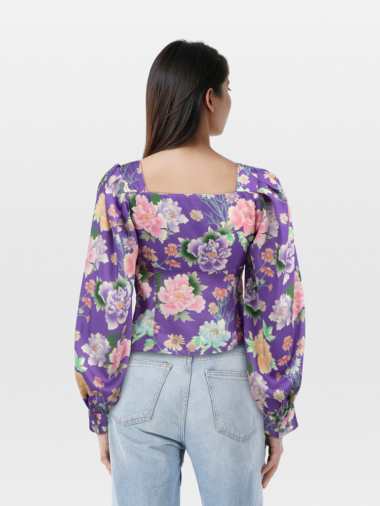 Sandro Purple Floral Print Top