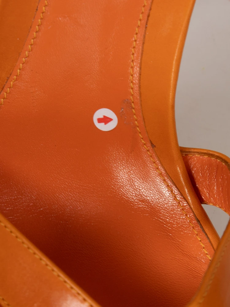 Sergio Rossi Orange Leather Peep Toe Heels