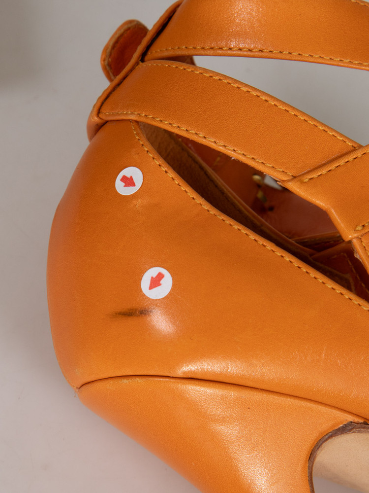 Sergio Rossi Orange Leather Peep Toe Heels