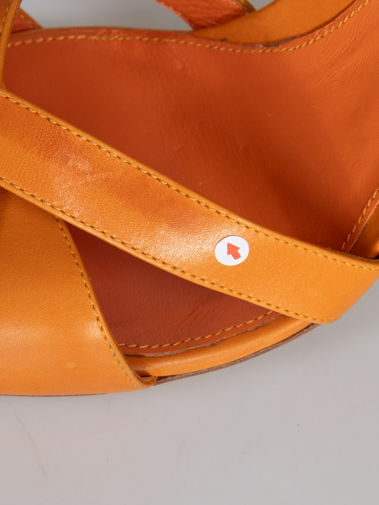 Sergio Rossi Orange Leather Peep Toe Heels