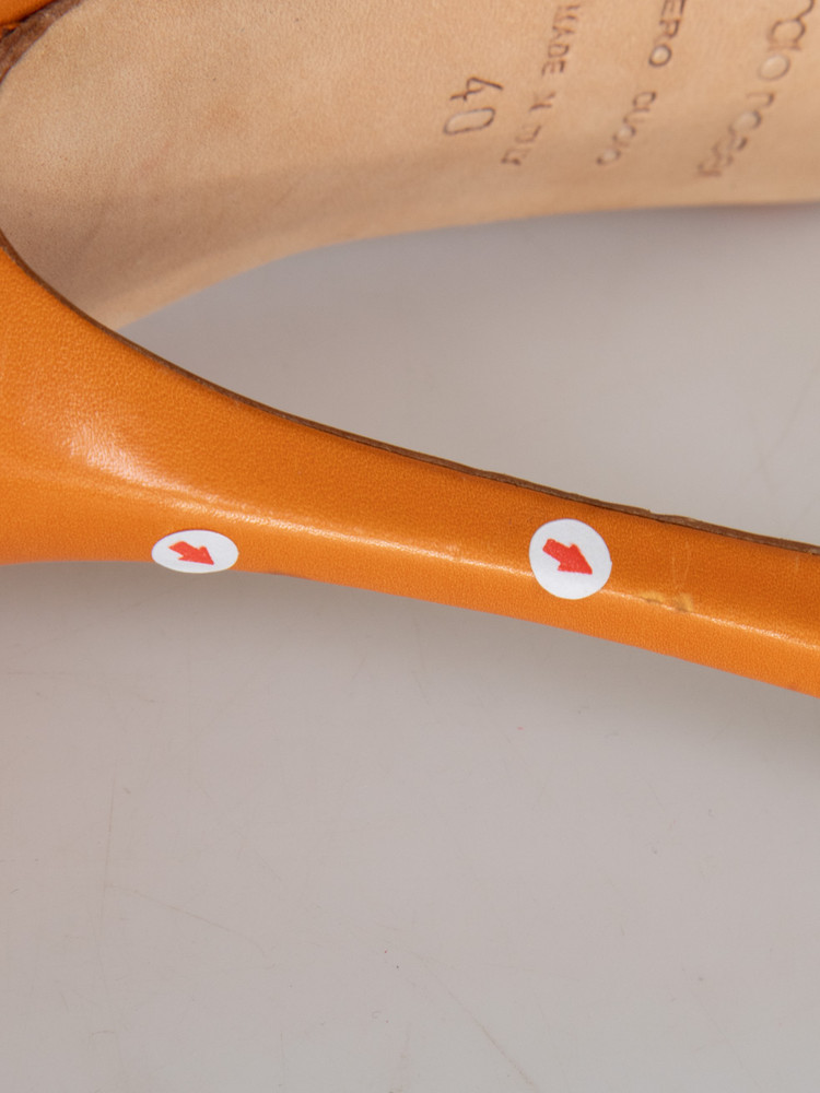 Sergio Rossi Orange Leather Peep Toe Heels