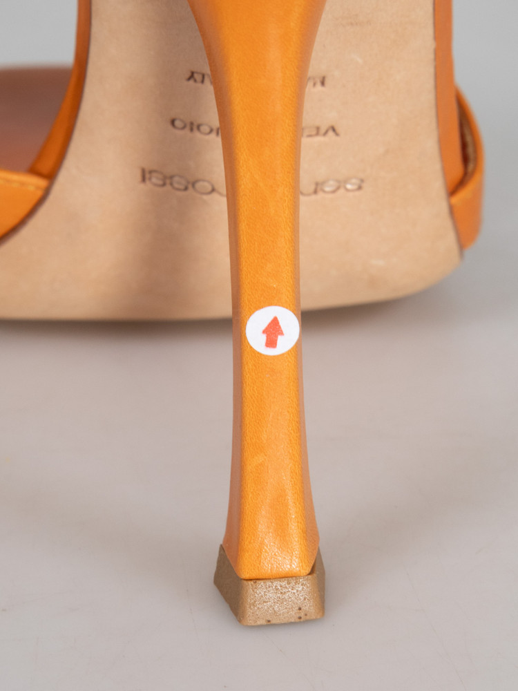 Sergio Rossi Orange Leather Peep Toe Heels