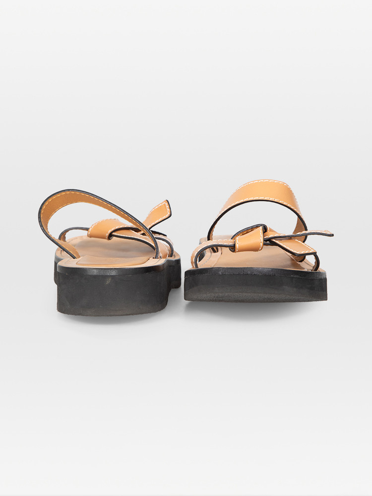 Loewe Brown Leather Knot Detail Sandals