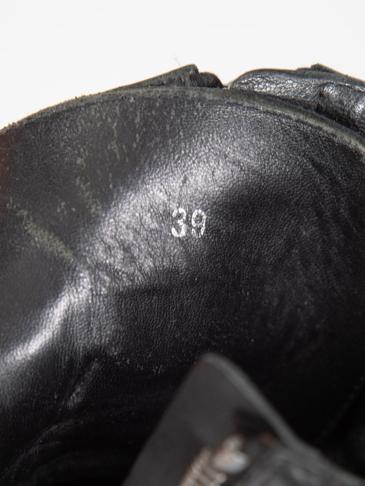 Moncler Black Leather Zipper Combat Boots