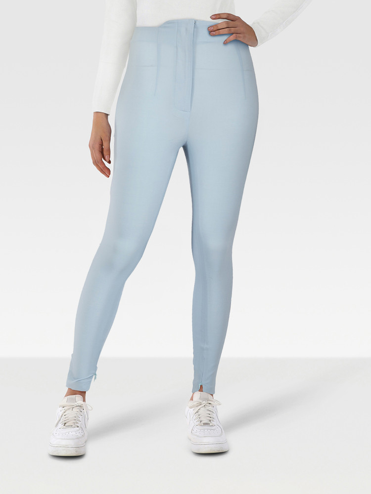 La Perla Blue Wool Skinny High Rise Trousers