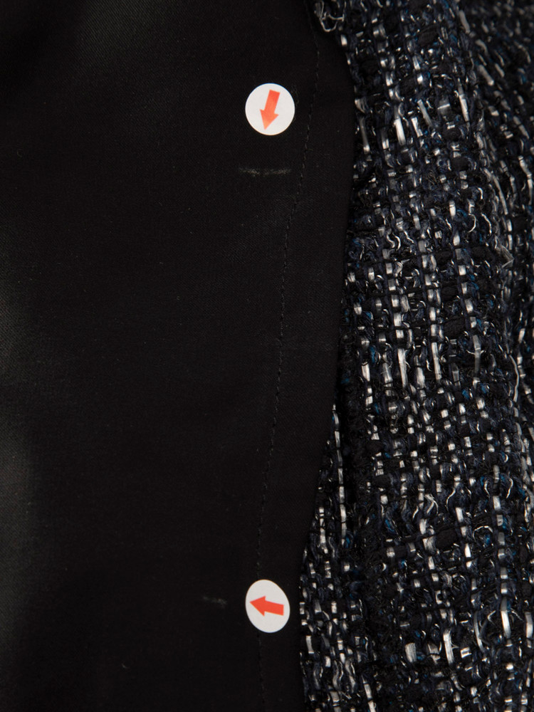 Theyskens Theory Black Leather & Navy Tweed Dress