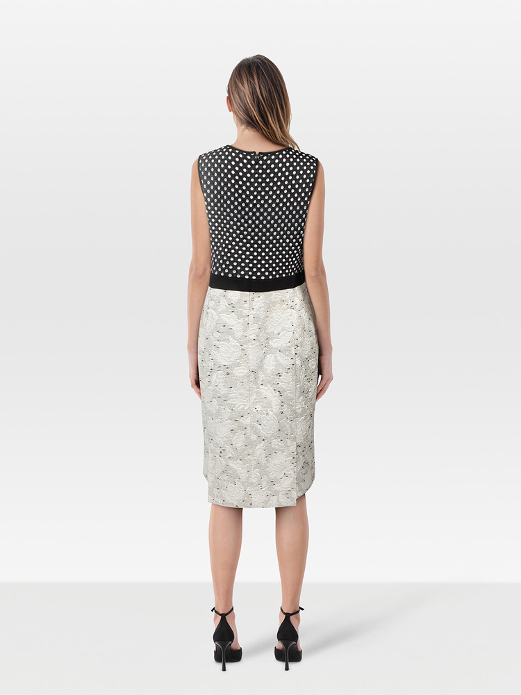 Oscar de la Renta Polka Dot Panelled Floral Dress
