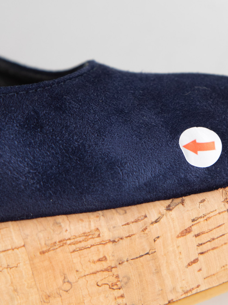 Stuart Weitzman Navy Suede Cork Heel Wedges