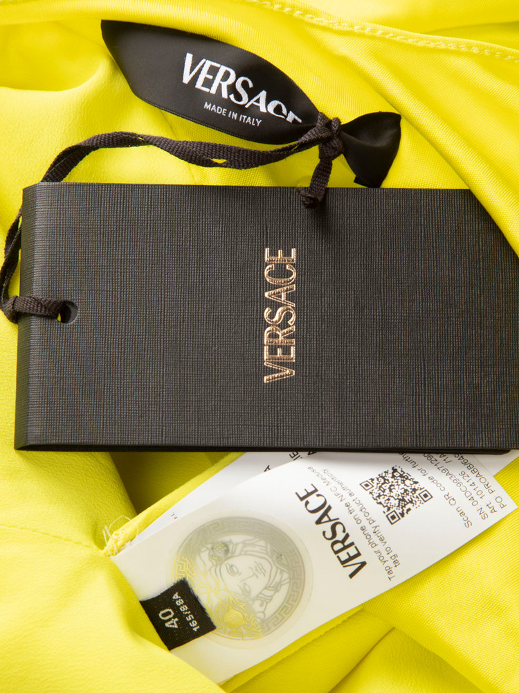 Versace Yellow Ruched Medusa Buckle Dress