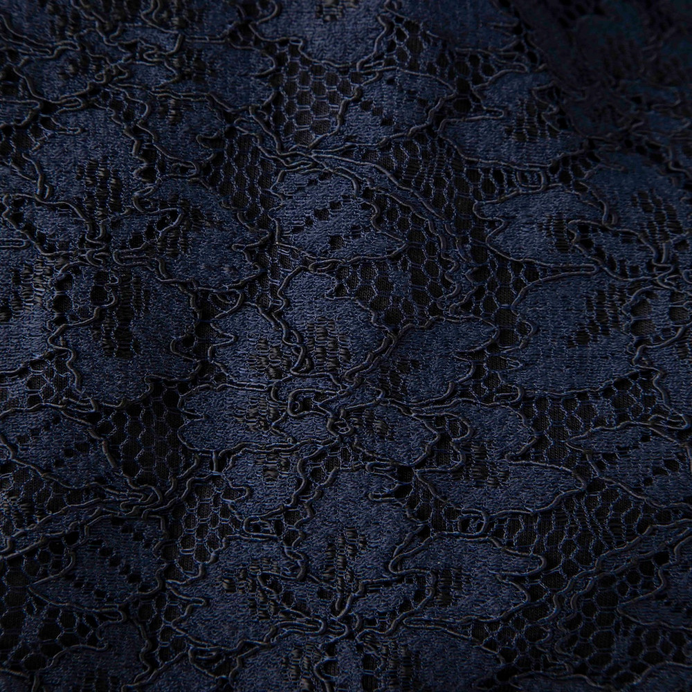 Diane Von Furstenberg Navy Lace Mid Sleeve Dress