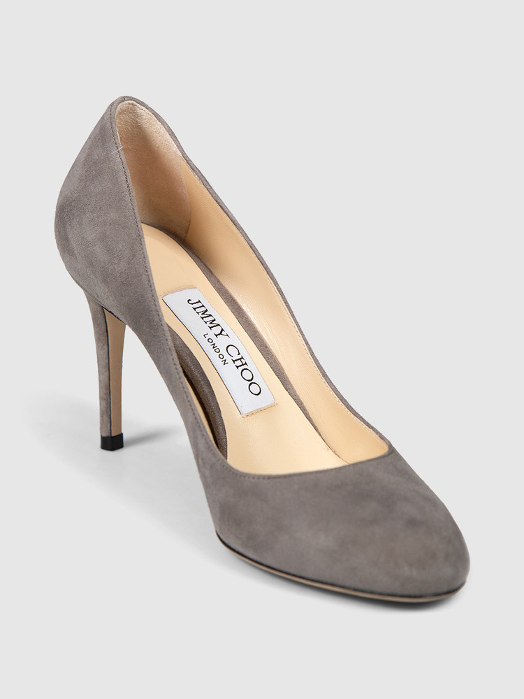 Jimmy Choo Grey Suede Almond Toe Pumps