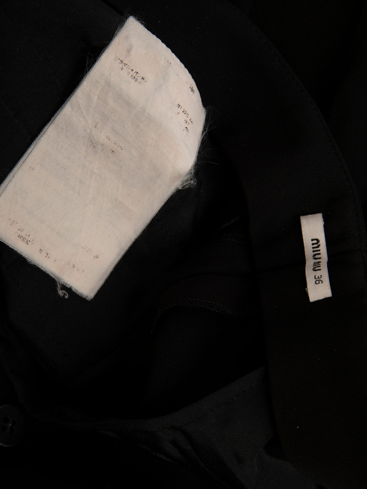 Miu Miu Black High Rise Cropped Slim Fit Trousers