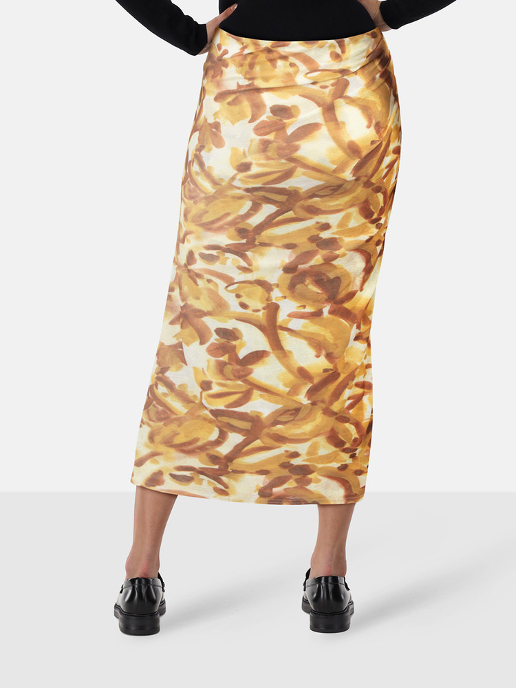 NANUSHKA Brown Abstract Midi Skirt