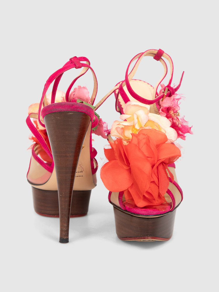 Charlotte Olympia Pink Botanica Flower Sandals
