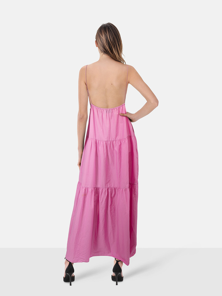 Matteau Pink Tiered Button Up Maxi Dress