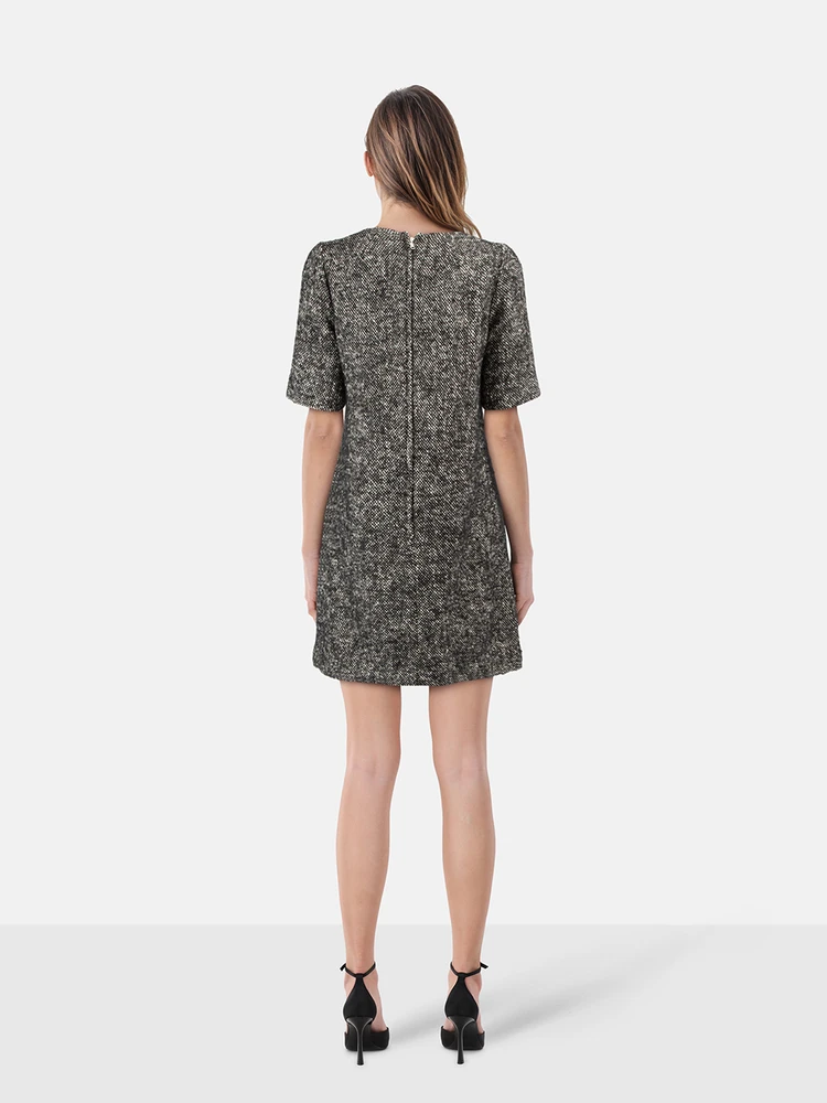 Dolce & Gabbana Black & White Tweed Pattern Dress