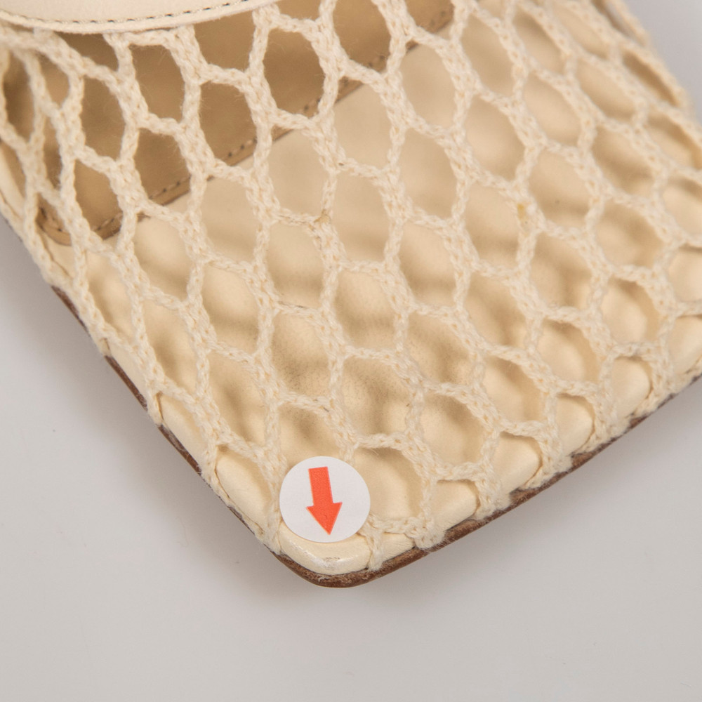 Bottega Veneta Ecru Mesh Stretch Lace-Up Sandals