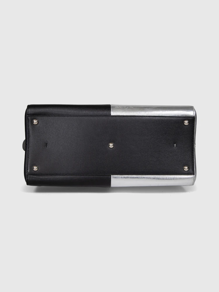 Fendi Black & Silver Leather Medium 2Jours Tote