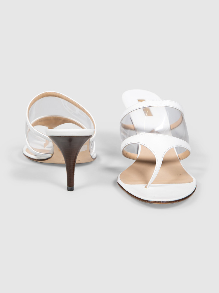 Michael Kors White Leather Heeled Thong Sandals