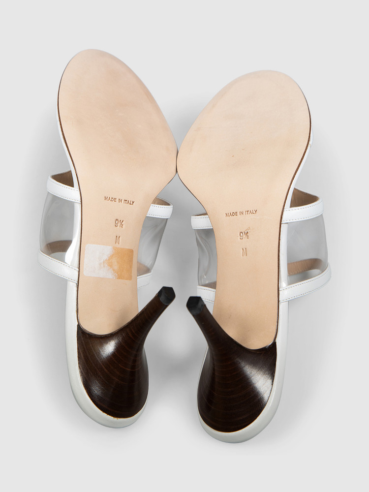 Michael Kors White Leather Heeled Thong Sandals