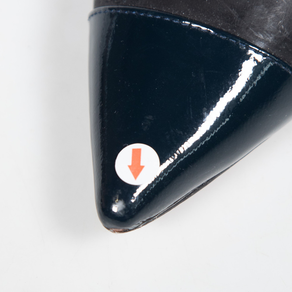 Lucy Choi Black Patent Pointed Toe Buckle Detail Pumps