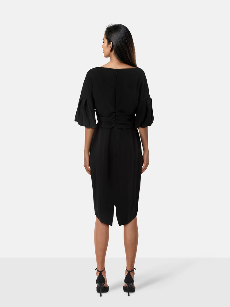 Max Mara Black Twist Detail Short Sleeve Dress